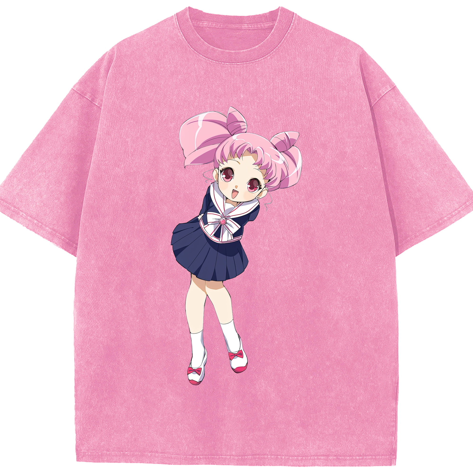 （画像用） 美少女戦士セーラームーン ちびうさ Sailor Moon Chibiusa Tsukino Usagi Small Lady Serenity 綿100% ヴィンテージ風 半袖Tシャツ（フロントプリント）